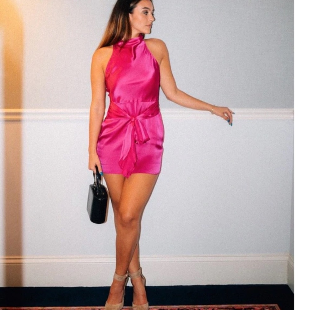 Amanda Uprichard Sandrine Dress in Dark Hot Pink